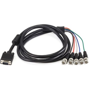 Monoprice VGA HD-15 to 5 BNC RGB Video Cable for HDTV Monitor cable - 6FT (Black)