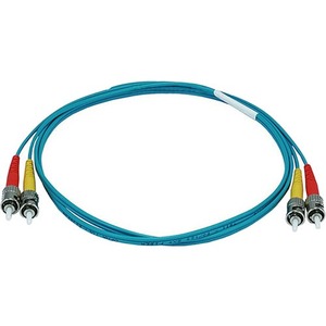 Monoprice 10Gb Fiber Optic Cable, ST/ST, Multi Mode, Duplex - 1 Meter (50/125 Type) - Aqua