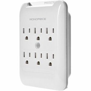 Monoprice 6 Outlet Power Surge Protector Slim Wall Tap - 540 Joules