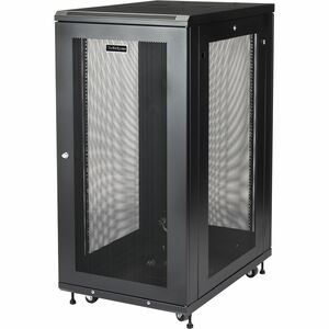 StarTech.com 24U 19" Server Rack Cabinet 4 Post Adjustable Depth 2-30" w/Casters/Cable Management/1U Shelf, Locking Doors and Side Panels