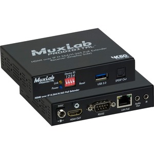 MuxLab HDMI over IP H.264/H.265 PoE Receiver, 4K/60