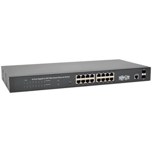 Tripp Lite 16 10/100/1000Mbps Port Gigabit L2 Web-Smart Managed Switch, 2 Dedicated Gigabit SFP Slots, 36 Gbps, Web Interface