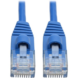 Tripp Lite Cat6a Gigabit Snagless Molded Slim UTP Patch Cable M/M Blue 2ft