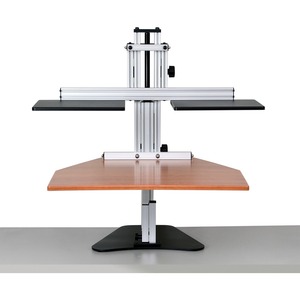 ERGO DESKTOP Dual Kangaroo Sit and Stand Workstation, Cherry, Fully Assembled