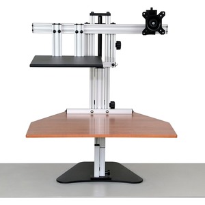 ERGO DESKTOP Hybrid Kangaroo Sit and Stand Workstation, Cherry, Fully Assembled