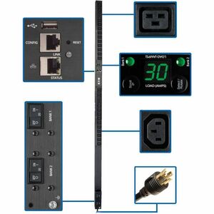 Tripp Lite PDU Monitored 5/5.8kW 208/240V, 20 C13 4 C19, LX Platform Interface, 0URM Rackmount Vertical TAA