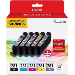 Canon CLI-281 Inkjet Ink Cartridge/Paper Kit - Combo Pack - Black, Cyan, Magenta, Yellow Pack