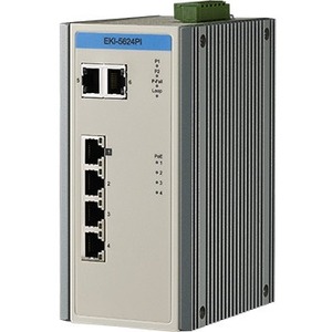 Advantech 4FE PoE+2G Unmanaged Ethernet Switch, IEEE802.3af/at, E-Mark, 12V~24VDC, -40~75?