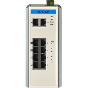 Advantech 8GE PoE+2G Unmanaged Ethernet Switch, IEEE802.3af/at, E-Mark, 12V~24VDC, -40~75?