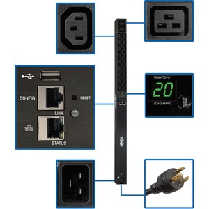 Tripp Lite PDU Monitored 208/230V 20A 18 C13;2 C19 C20/L6-20P LX Interface