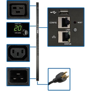 Tripp Lite PDU Monitored 3.3-3.7kW 20 C13 4 C19 208/230V 20A LX Platform 0URM