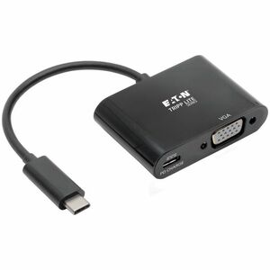 Tripp Lite USB C to VGA Adapter Converter w/ PD Charging 1080p Black USB Type C to VGA