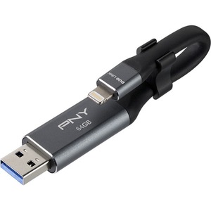 Pny Duo Link Usb 3 0 Otg Flash Drive For Iphone And Ipad 64 Gb Lightning Usb 3 0 Type A P Fdi64gla02gc Rb