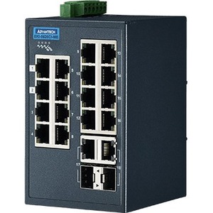 Advantech 16 + 2G Combo Ports Entry-level Managed Switch Support Modbus/TCP w/wide Temp