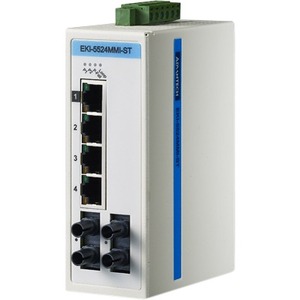 Advantech 4FE+2FE ST Multi-Mode UnManaged Ethernet Switch, ATEX/C1D2/IECEx, -40~75?