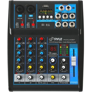 Pyle 4-Ch. Bluetooth Studio Mixer - DJ Controller Audio Mixing Console System