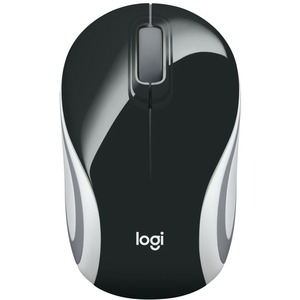 Logitech Wireless Mini Mouse M187 Ultra Portable, 2.4 GHz with USB Receiver, 1000 DPI Optical Tracking, 3-Buttons, PC / Mac / Laptop - Black (with White Stripe)