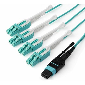 StarTech.com 1m (3ft) MTP(F)/PC to 4x LC/PC Duplex Breakout OM3 Multimode Fiber Optic Cable, OFNP, 40G, 8F Type-A