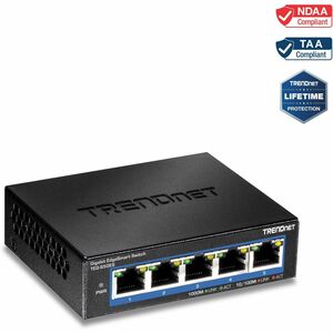 TRENDnet 5-Port Gigabit EdgeSmart Switch; TEG-S50ES; 5 x Gigabit Ports; 10Gbps Switch Capacity; Ethernet Network Desktop Switch; Managed Smart Gigabit Switch; Metal; Fanless; Lifetime Protection