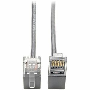 Tripp Lite Cat6 Gigabit Patch Cable Snagless Right-Angle UTP Slim Gray 1ft