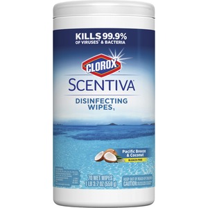 Clo31767 Clorox Scentiva Pacific Coconut Disinfecting Wipes Clo