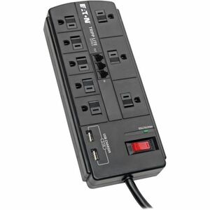 Tripp Lite Surge Protector 8-Outlet 2 USB Charging Ports Tel/Modem 8ft Cord