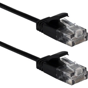 QVS 10ft Slim CAT6 Gigabit Ethernet Space Saver Black Patch Cord