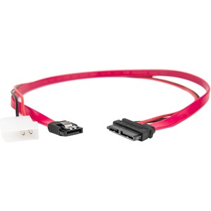 Rocstor Premium 20in / 50cm Slimline SATA to SATA with LP4 Power Cable Adapter - 20 W/ LP4 Power Cable Adapter - Red