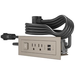 Legrand Furniture Power 2-Outlet with Switching and USB-A Unit - 10' Cord - Nickel