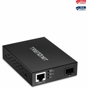 TRENDnet Gigabit Poe Pd SFP Fiber Media Converter; Poe Powered 100/1000Base-T to SFP Fiber Media Converter; Compact Design; TFC-PGSFP