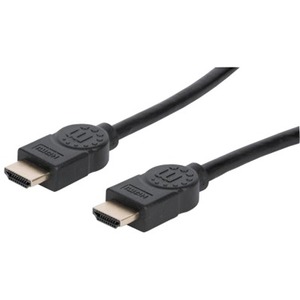 Manhattan HDMI Cable with Ethernet, 8K@60Hz (Ultra High Speed), 1m, Male to Male, Black, 4K@120Hz, Ultra HD 4k x 2k, Fully Shielded, Gold Plated Contacts, Lifetime Warranty, Polybag