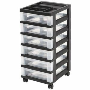 15-Drawer Mobile Cart, 38-3/16”H x 25-1/4”W x 15-3/8”D, Black/Chrome