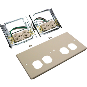 Wiremold 4047 Four-Gang Cover With Two Duplex Receptacles Installed