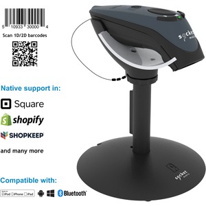 Socket Mobile DuraScan® D750, Universal Plus Barcode Scanner, Gray & Charging Stand