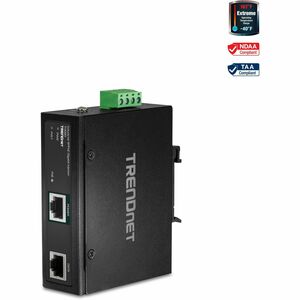 TRENDnet Hardened Industrial 90W Gigabit 4Ppoe Injector,4-Pair Power Over Ethernet, Poe(15.4W), Poe+(30W), 4Ppoe(90W)Power, IP30, DIN-Rail/Wall Mount Included, 4-Pair Poe Up to 100M (328 ft.),TI-IG90
