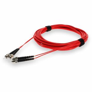 AddOn 1m ST (Male) to ST (Male) Red OS2 Duplex Fiber OFNR (Riser-Rated) Patch Cable