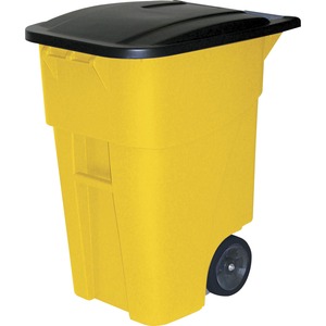 Rollout Container, W/Lid, 50Gal, Yellow