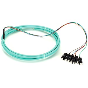 Black Box 3m SC OM3 50-Micron MM Fiber Pigtail 6-Strand OFNR PVC Aqua