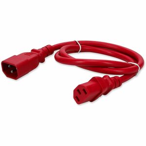 Addon 3ft C13 Female to C14 Male 14AWG 100-250V at 15A Red Power Cable