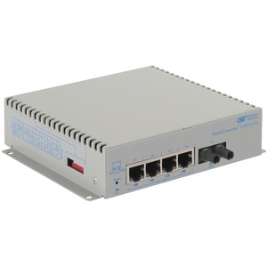 Omnitron Systems OmniConverter Unmanaged Industrial Gigabit High Power 60W PoE, MM ST, RJ-45, Ethernet Fiber Switch