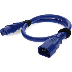 AddOn 1ft C13 Female to C14 Male 18AWG 100-250V at 10A Blue Power Cable