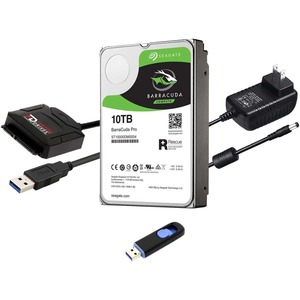 Fantom Drives 10TB 7200RPM Hard Drive Upgrade Kit with Seagate Barracuda Pro ST10000DM0004 (3.5"), Fantom Drives USB 3. 0 to SATA Cable Converter, 12V Power Supply, and Fantom Drives Cloning Software Inside USB Flash Drive - 1 Year Warranty - (HDD10000PC-KIT)