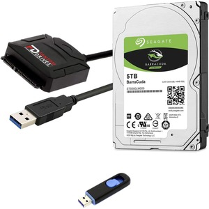 Fantom Drives FD 5TB Hard Drive Upgrade Kit with Seagate Barracuda ST5000LM000 (2.5" / 15mm), Fantom Drives USB 3.0 to SATA Cable Converter and Fantom Drives Cloning Software Inside USB Flash Drive - 1 Year Warranty - (HDD5000M-KIT)