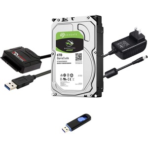 Fantom Drives FD 6TB Hard Drive Upgrade Kit with Seagate Barracuda ST6000DM003 (3.5"), Fantom Drives USB 3. 0 to SATA Cable Converter, 12V Power Supply, and Fantom Drives Cloning Software Inside USB Flash Drive - 1 Year Warranty - (HDD6000PC-KIT)