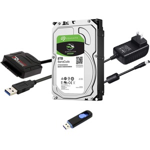 Fantom Drives 8TB Hard Drive Upgrade Kit with Seagate Barracuda ST8000DM004 (3.5"), Fantom Drives USB 3. 0 to SATA Cable Converter, 12V Power Supply, and Fantom Drives Cloning Software Inside USB Flash Drive - 1 Year Warranty - (HDD8000PC-KIT)