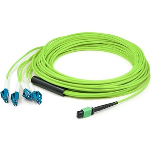 AddOn 8m MPO (Female) to 8xLC (Male) 8-Strand Lime Green OM5 Fiber Fanout Cable