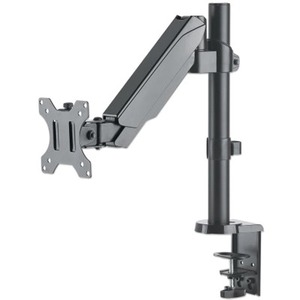 Manhattan TV & Monitor Mount, Desk, Full Motion (Gas Spring), 1 screen, Screen Sizes: 10-27" , Black, Clamp or Grommet Assembly, VESA 75x75 to 100x100mm, Max 8kg, Lifetime Warranty