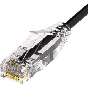 Unirise Clearfit Slim™ Cat6A 28AWG Patch Cable, Snagless, Black, 1ft