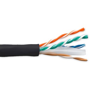 ENET Cat5e Solid 24AWG 4Pair, 350 MHz Copper Cable UTP CMR Jacket 1000ft, Black