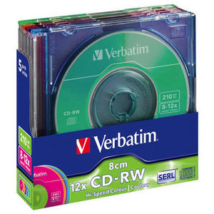 Verbatim 43555 CD Rewritable Media - CD-RW - 12x - 210 MB - 5 Pack Slim Case